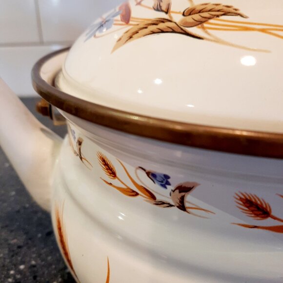 Adorable Vintage Enameled Teapot - Picture 2 of 10